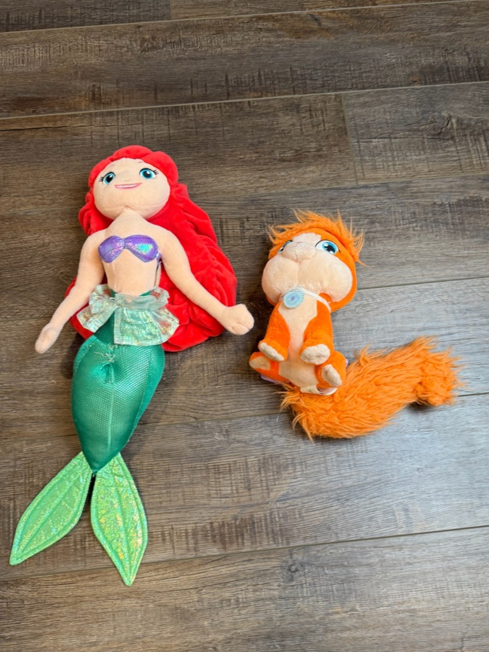 🧜‍♀️ Disney Ariel Plush + Tip the Cat Plush – Little Mermaid II Bundle